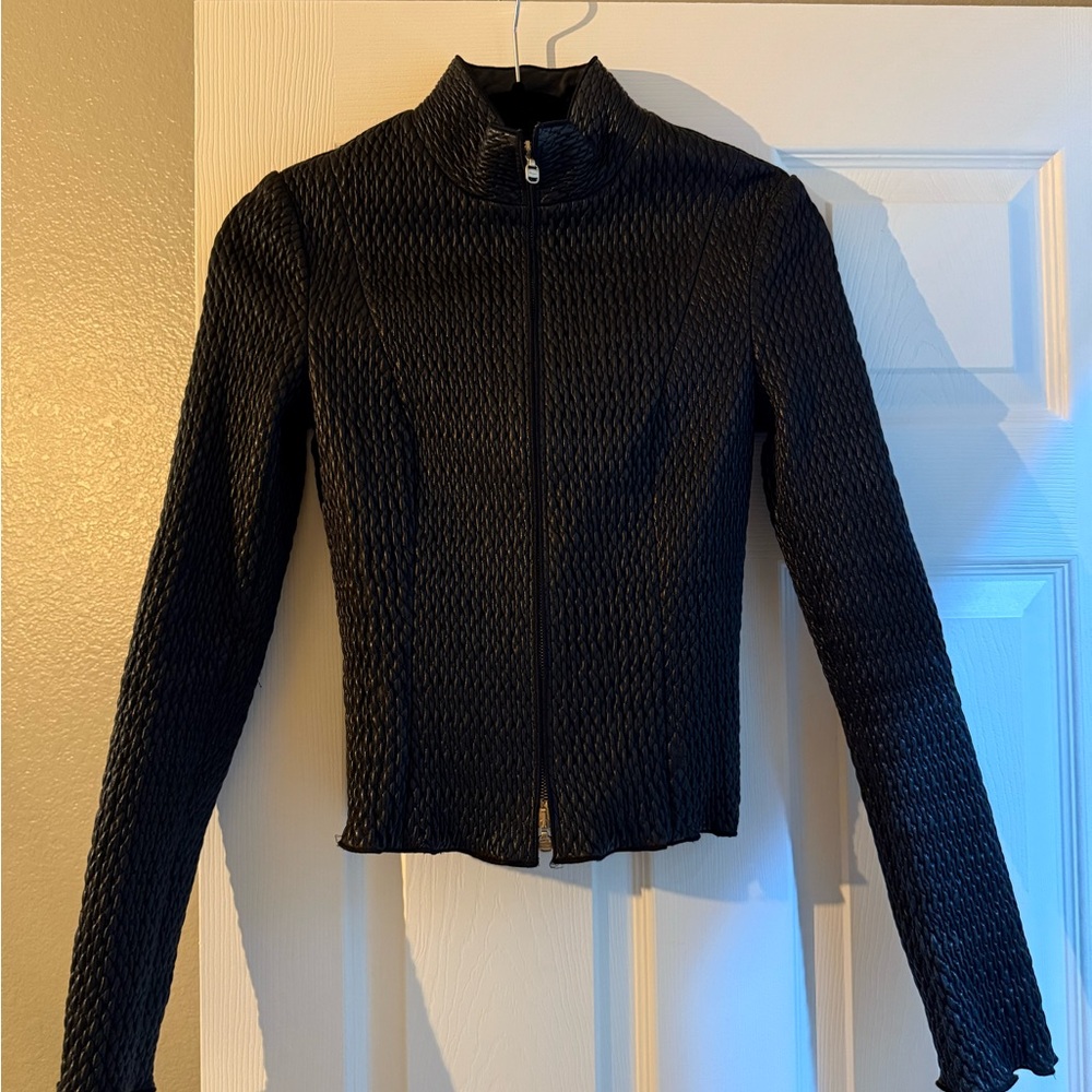 Salvatore Ferragamo Black Textured Blazer
